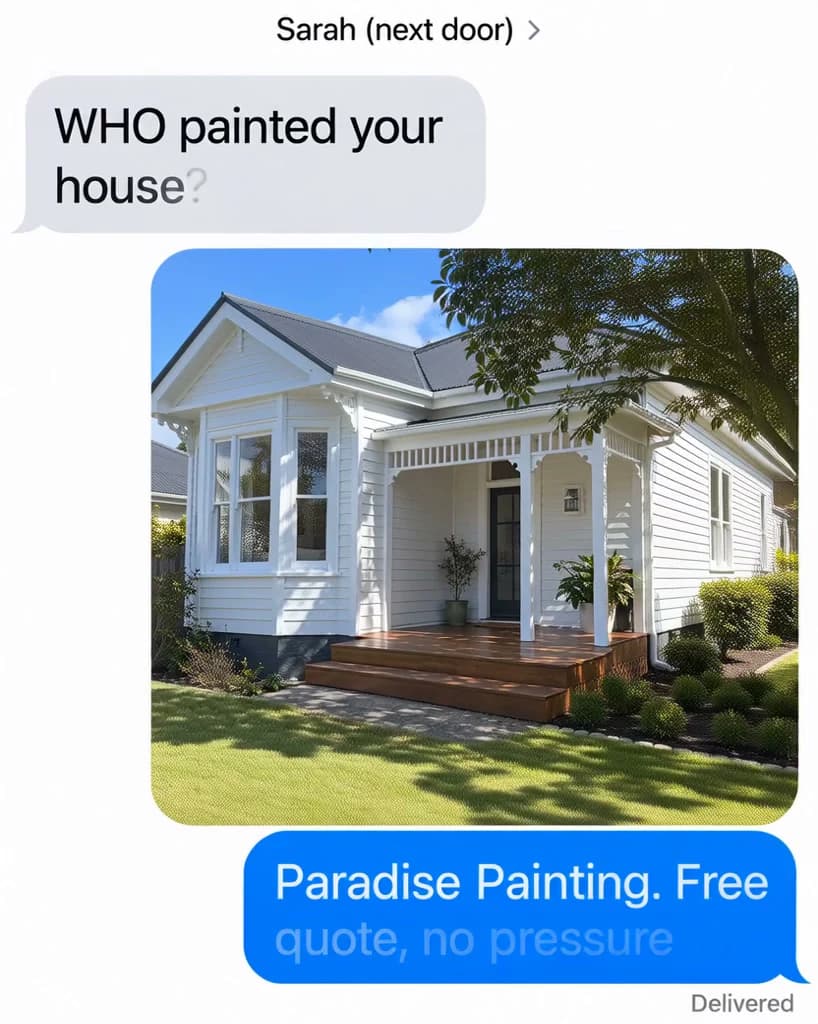 Paradise Painting text message style ad